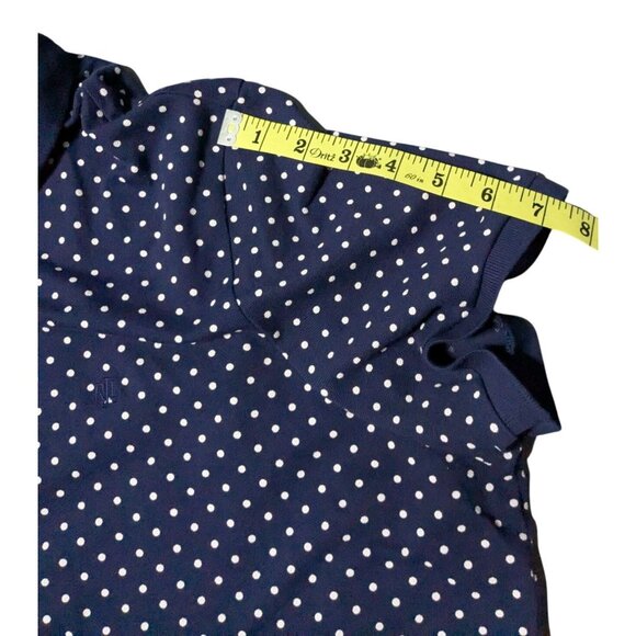 Ralph Lauren Navy Polka Dot Polo Shirt W/ Gold RL Buttons Short Sleeve 100% Cott - Picture 12 of 15